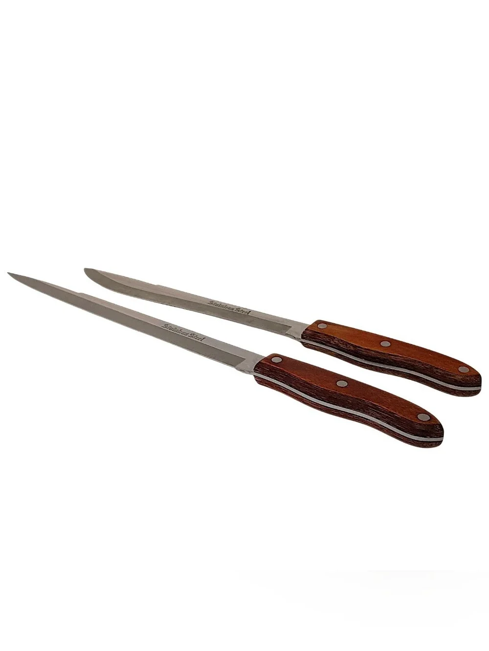 2 Interpur Japan Carving Knives Stainless Steel Blades Wood Handles Full Tang